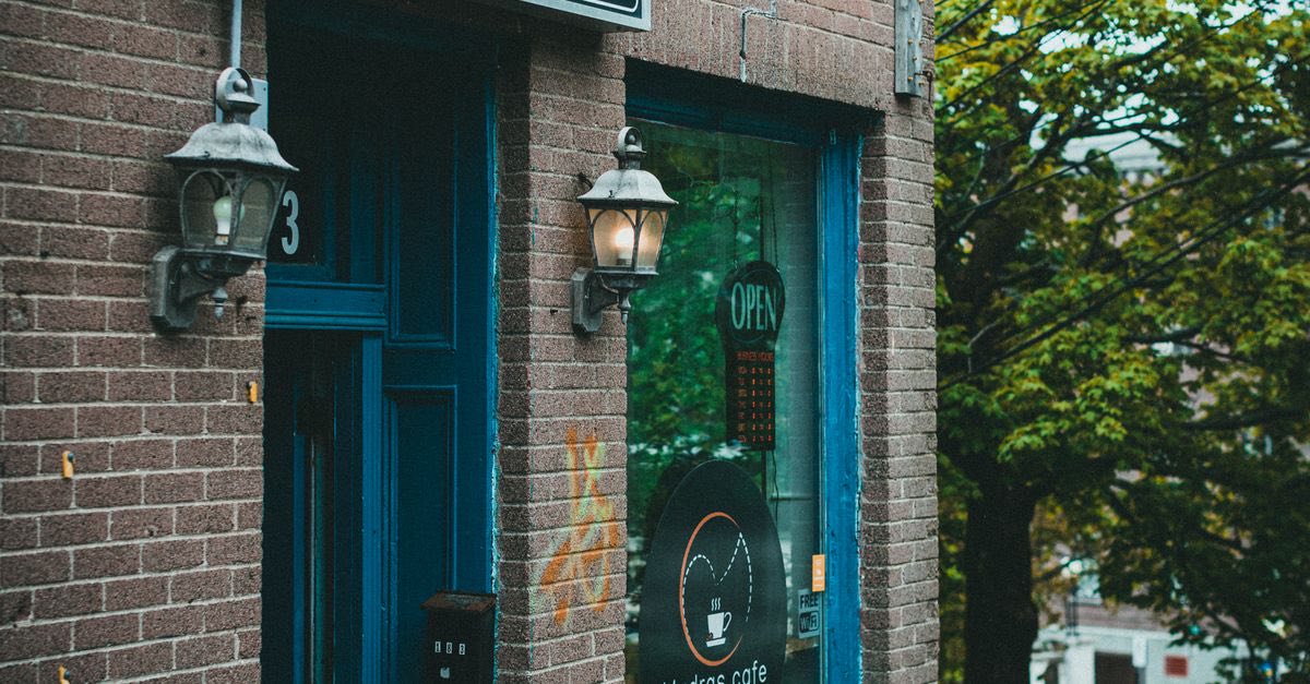 Neighborhood café storefront in New York City